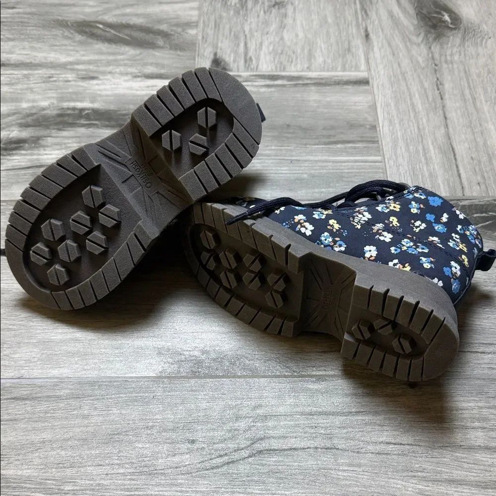 OshKosh B'gosh Navy Floral Lace-Up Kids Ankle Boots