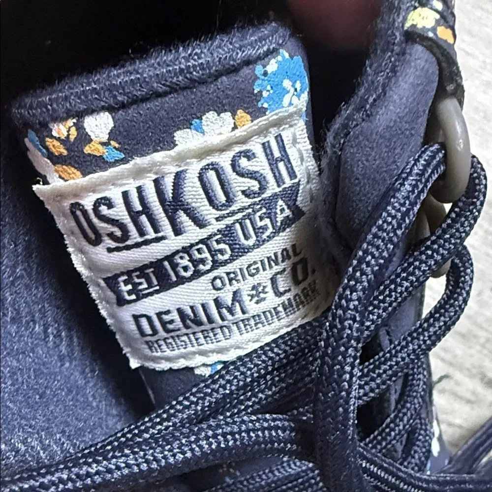 OshKosh B'gosh Navy Floral Lace-Up Kids Ankle Boots