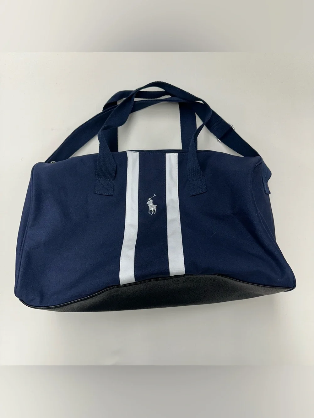 RALPH LAUREN Polo Navy Blue duffle Carry On Gym Bag Travel Weekender Bag