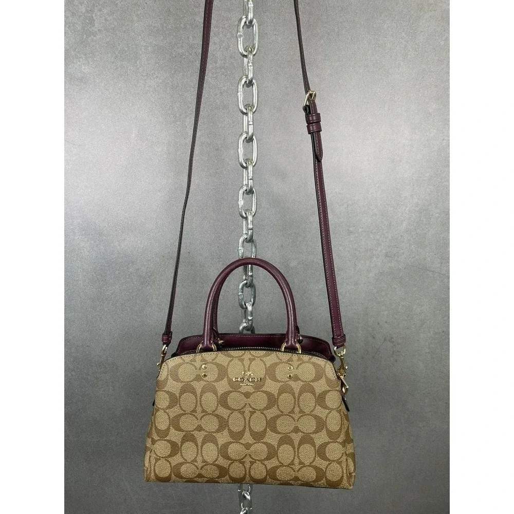 COACH LILLIE Mini Carryall Crossbody Signature Canvas‎ Boysenberry 91494 $398