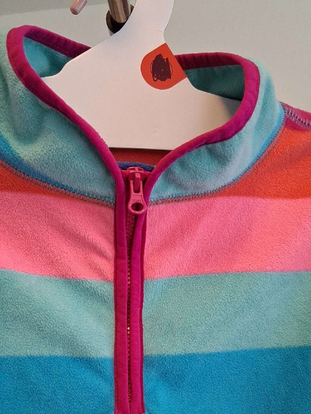 OshKosh B'gosh Girls' Multi-Color Striped Quarter-Zip Fleece Top