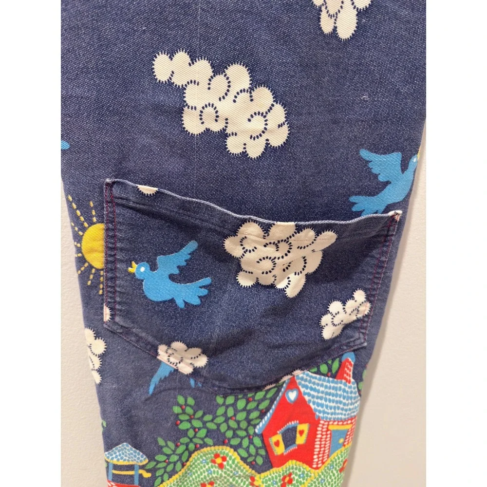 Vintage Cottagecore Bluebird House Denim Apron One Size