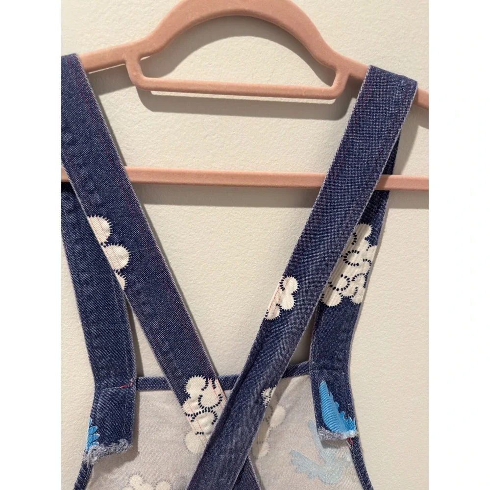 Vintage Cottagecore Bluebird House Denim Apron One Size