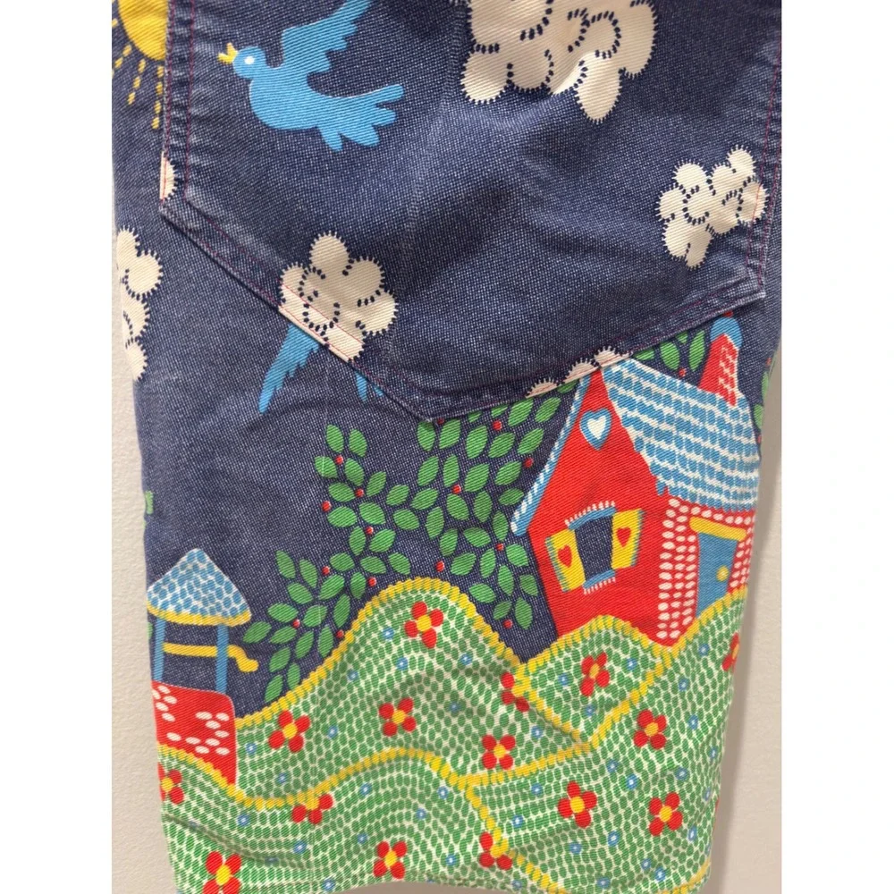 Vintage Cottagecore Bluebird House Denim Apron One Size