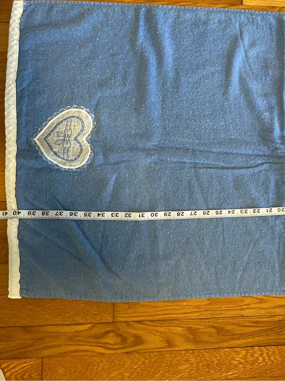 Vintage Cannon 3 Pc Blue Bath Towel Set Heart Bow Appliqué Lace Cottagecore