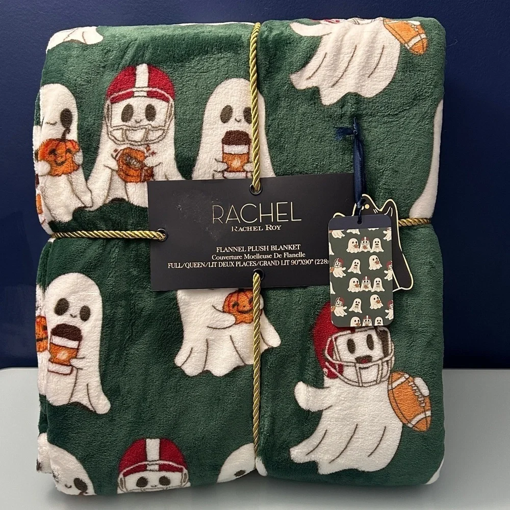 NWT Rachel Roy Football Ghosts Plush Blanket