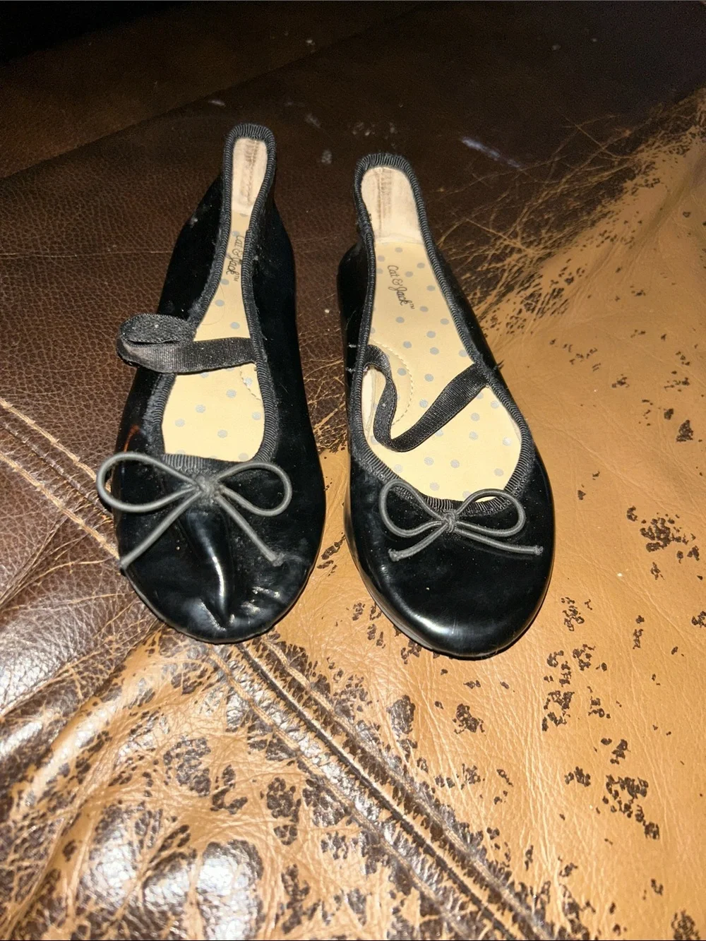 Girls Black Mary Jane Ballet Flats with Bow