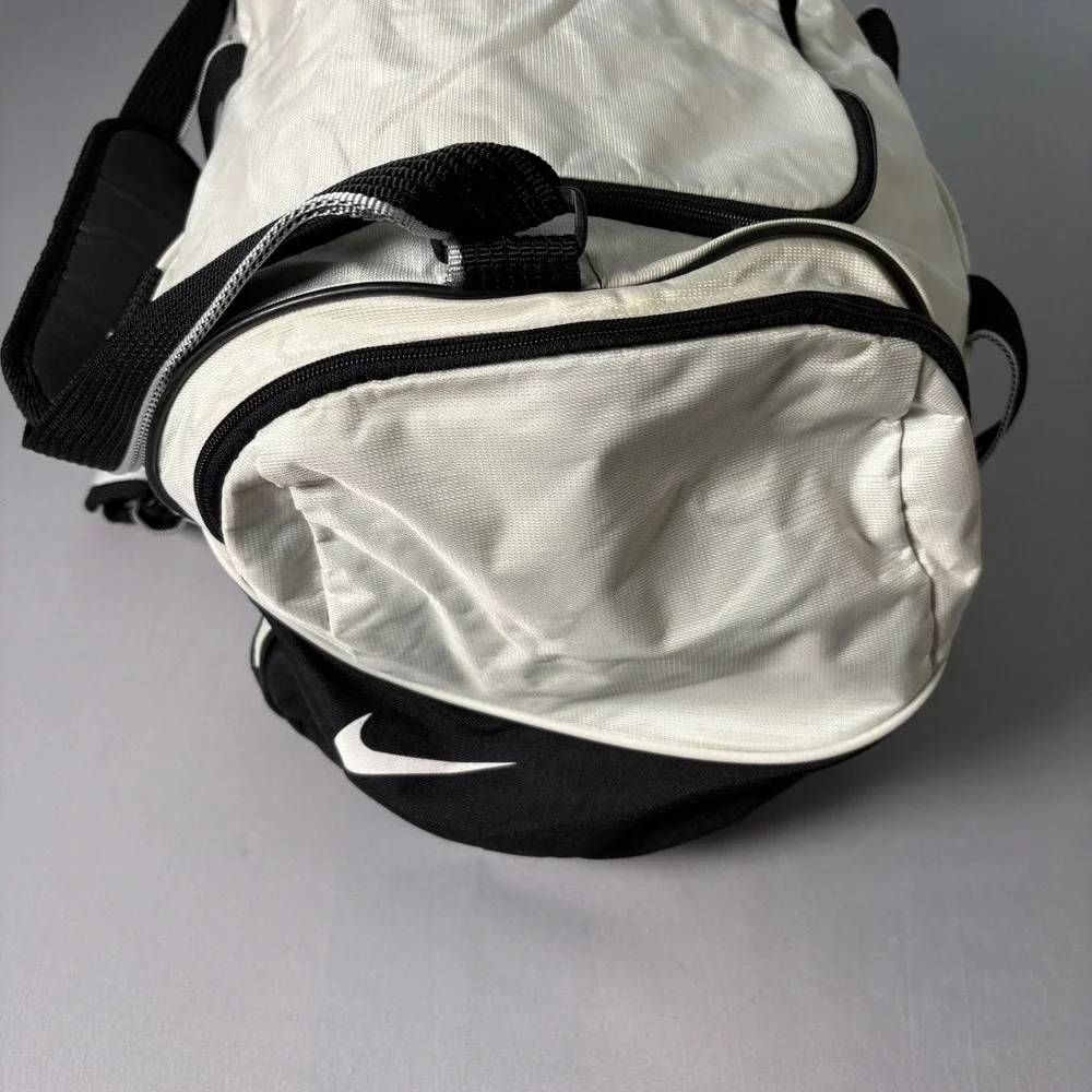 Nike Woven Duffel Bag White Black Gym Travel Training Swoosh Logo