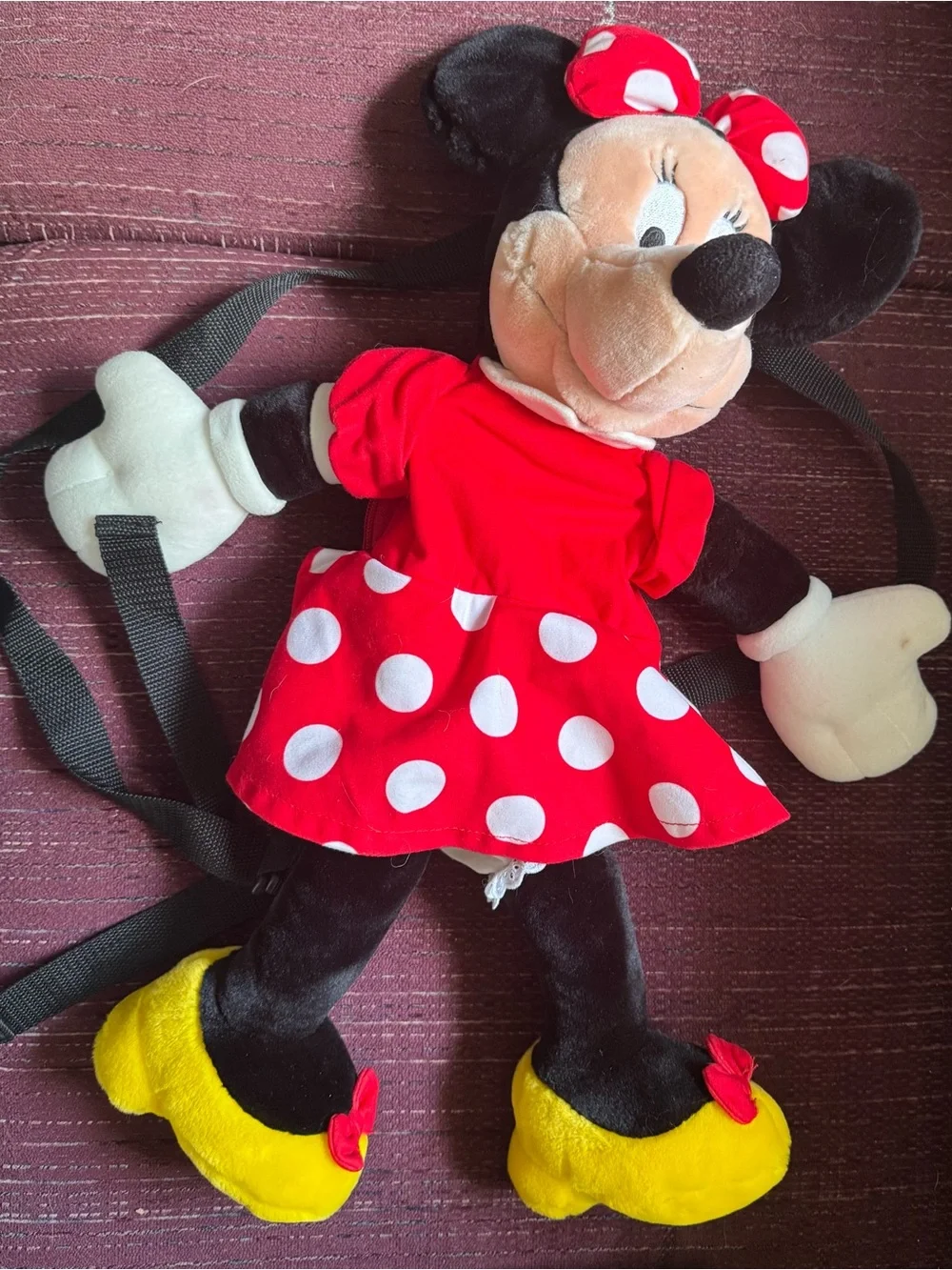Vintage Disney Minnie Mouse Plush Backpack Red Polka Dot Dress - 21”