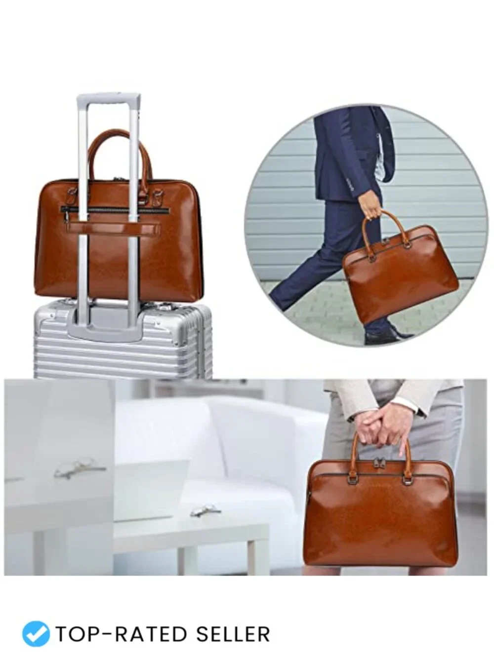 Genuine Leather Laptop Messenger Bag 15.6