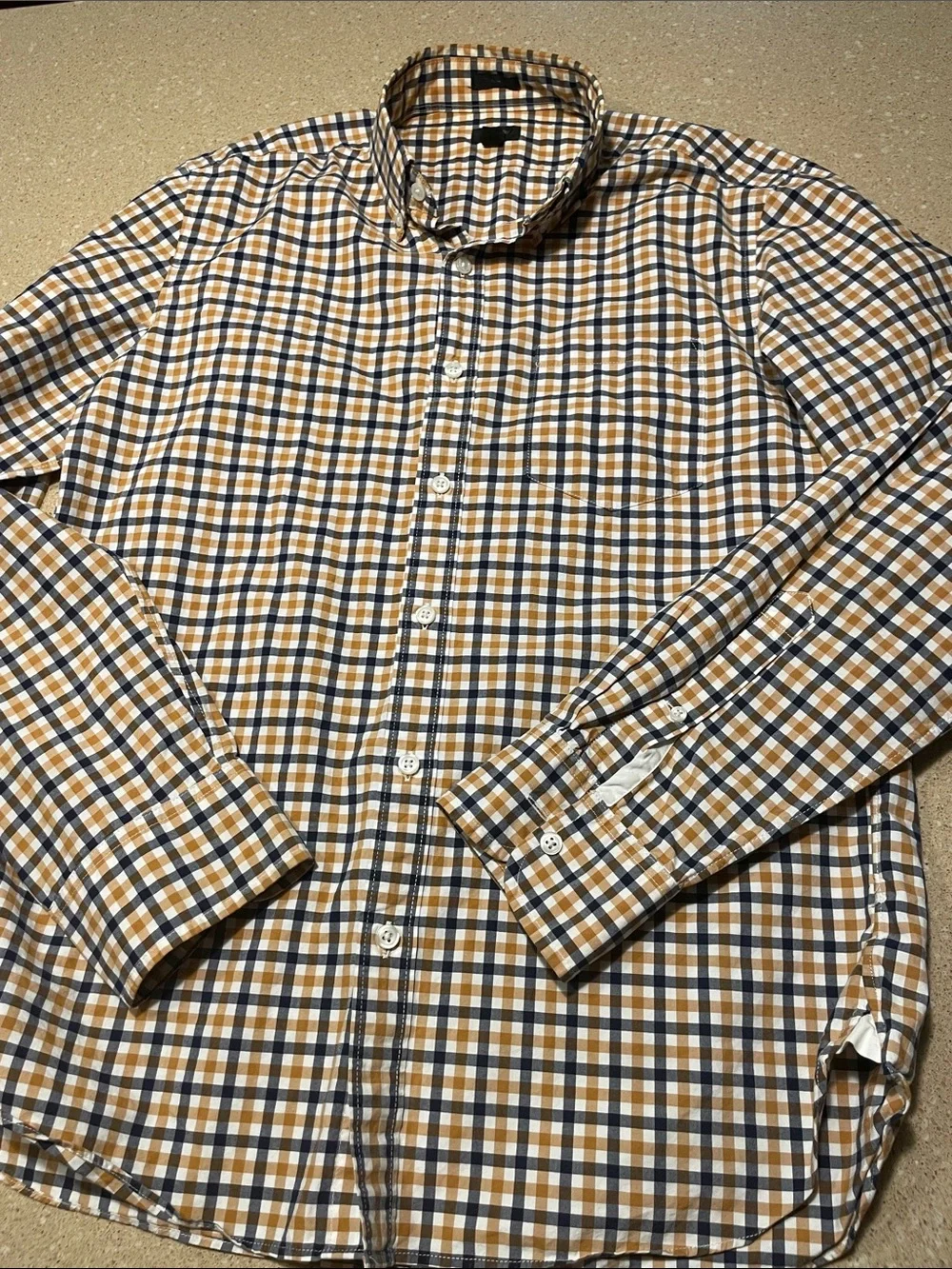 J. Crew Men's Checked Button-Down Shirt in Navy, White & Tan
