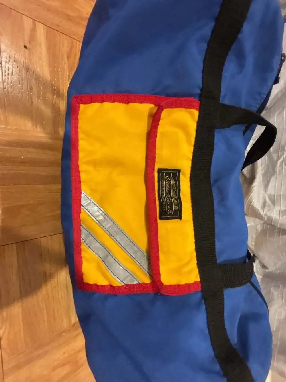 Vintage Eddie Bauer Expedition Outfitter Blue Yellow Red Duffel Bag