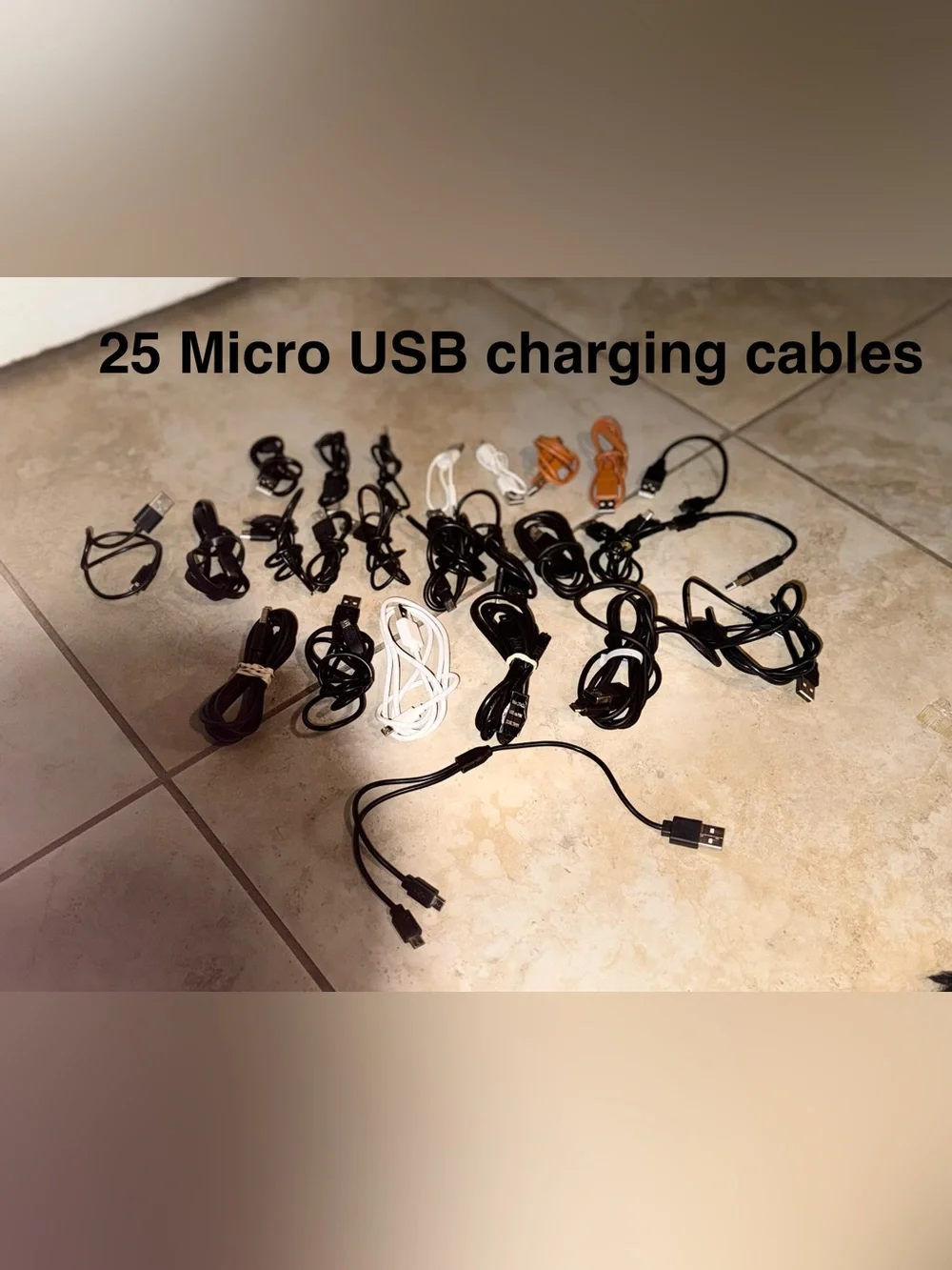 HUGE BUNDLE of 25 Assorted Micro USB Charging Cables - various lengths & colors!