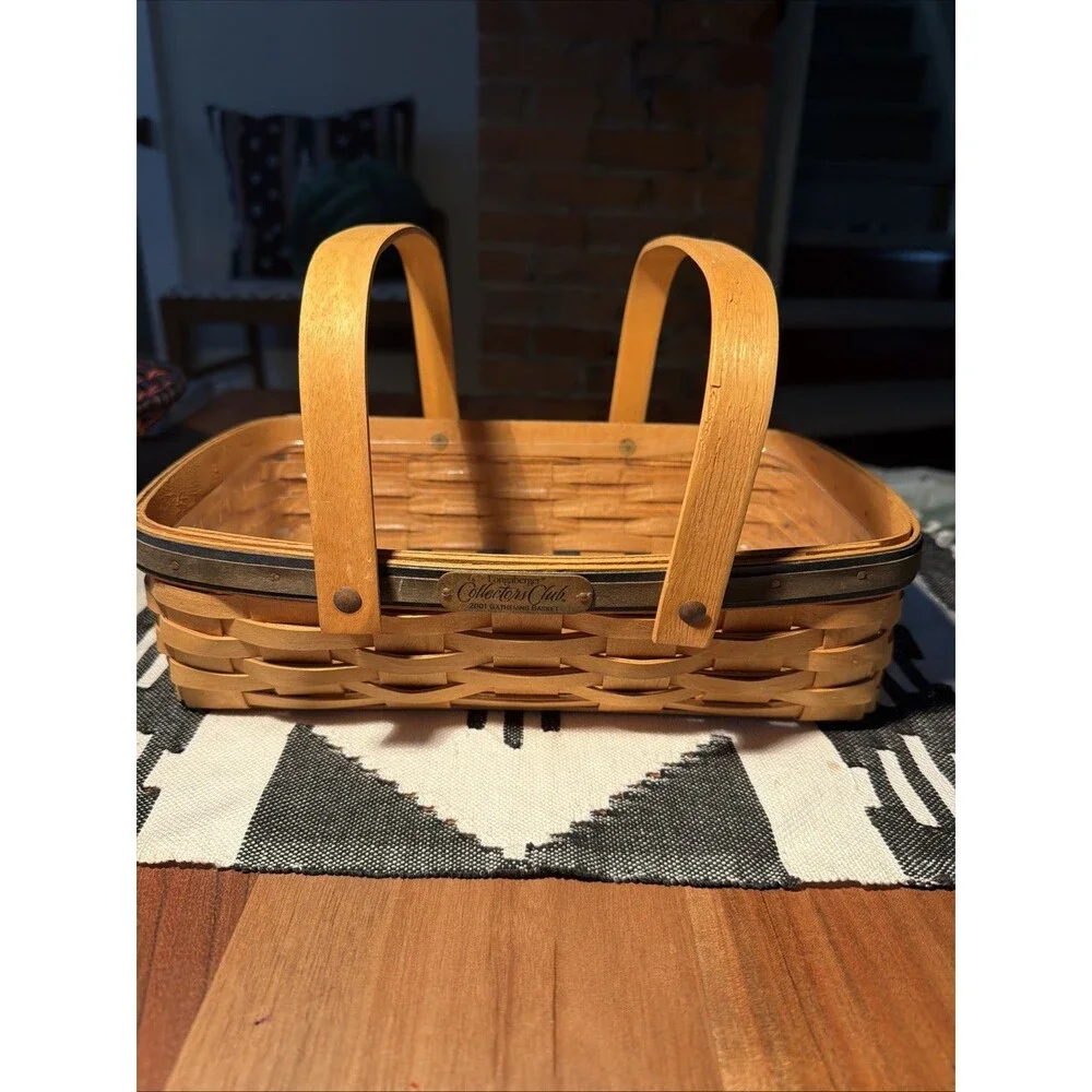 Longaberger Collectors Club 2001 Gathering Basket NoFabric 3 Siblings  Signature