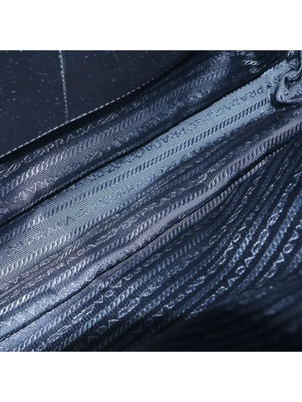 Prada Triangle Logo Quilted Tote Bag Leather Nylon Silver