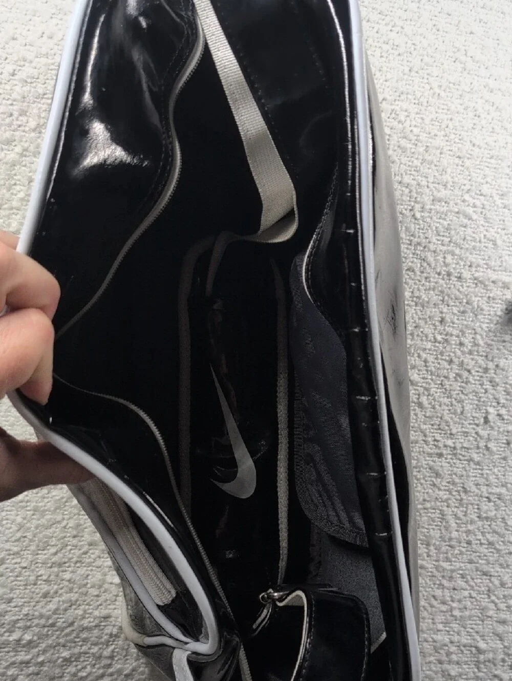 16x5 Nike Black and White Duffel  Gym Bag with Bold Swoosh