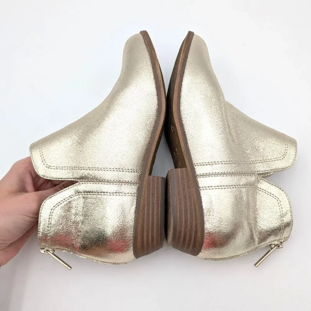 Nina Olympia Ankle Bootie Back Zip Girl's Light Gold Crackle Size US3M EU34