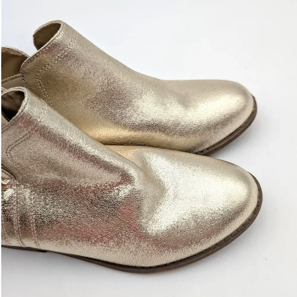 Nina Olympia Ankle Bootie Back Zip Girl's Light Gold Crackle Size US3M EU34