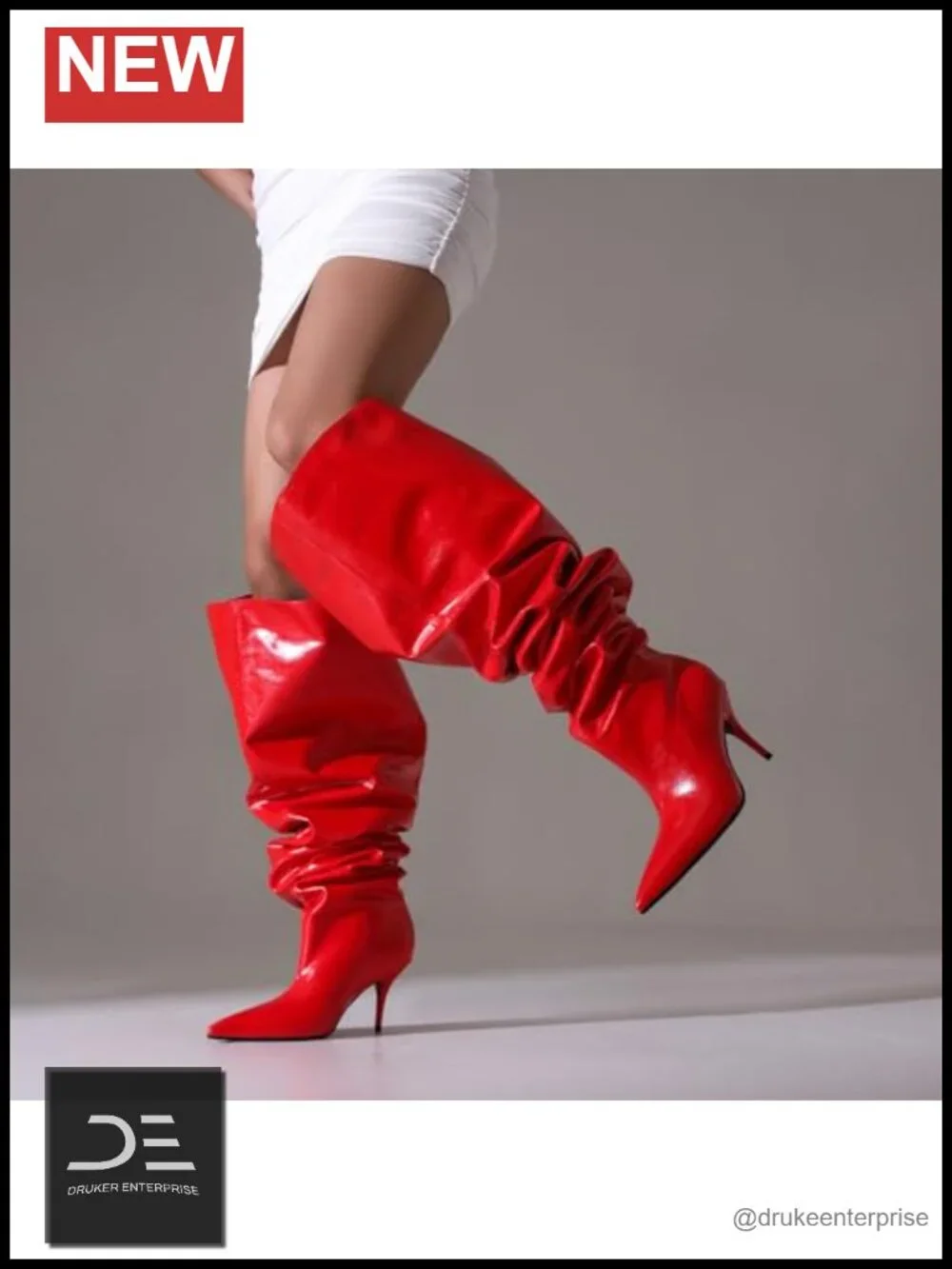 Wide Calf Stiletto Heel Over the Knee Boots Women Faux Leather Thigh High