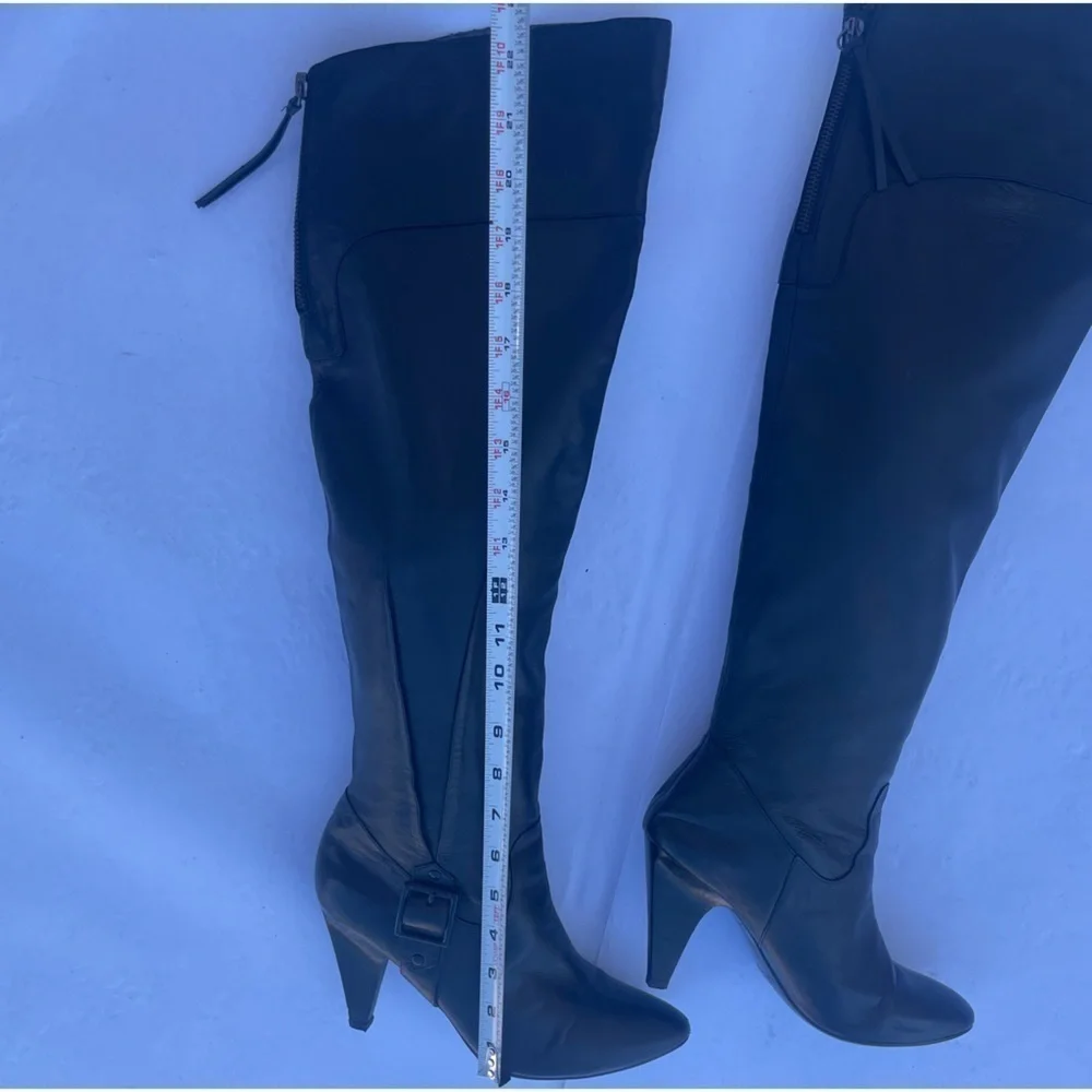 GUESS Black Genuine Leather Over The Knee Heeled Boots size 8.5