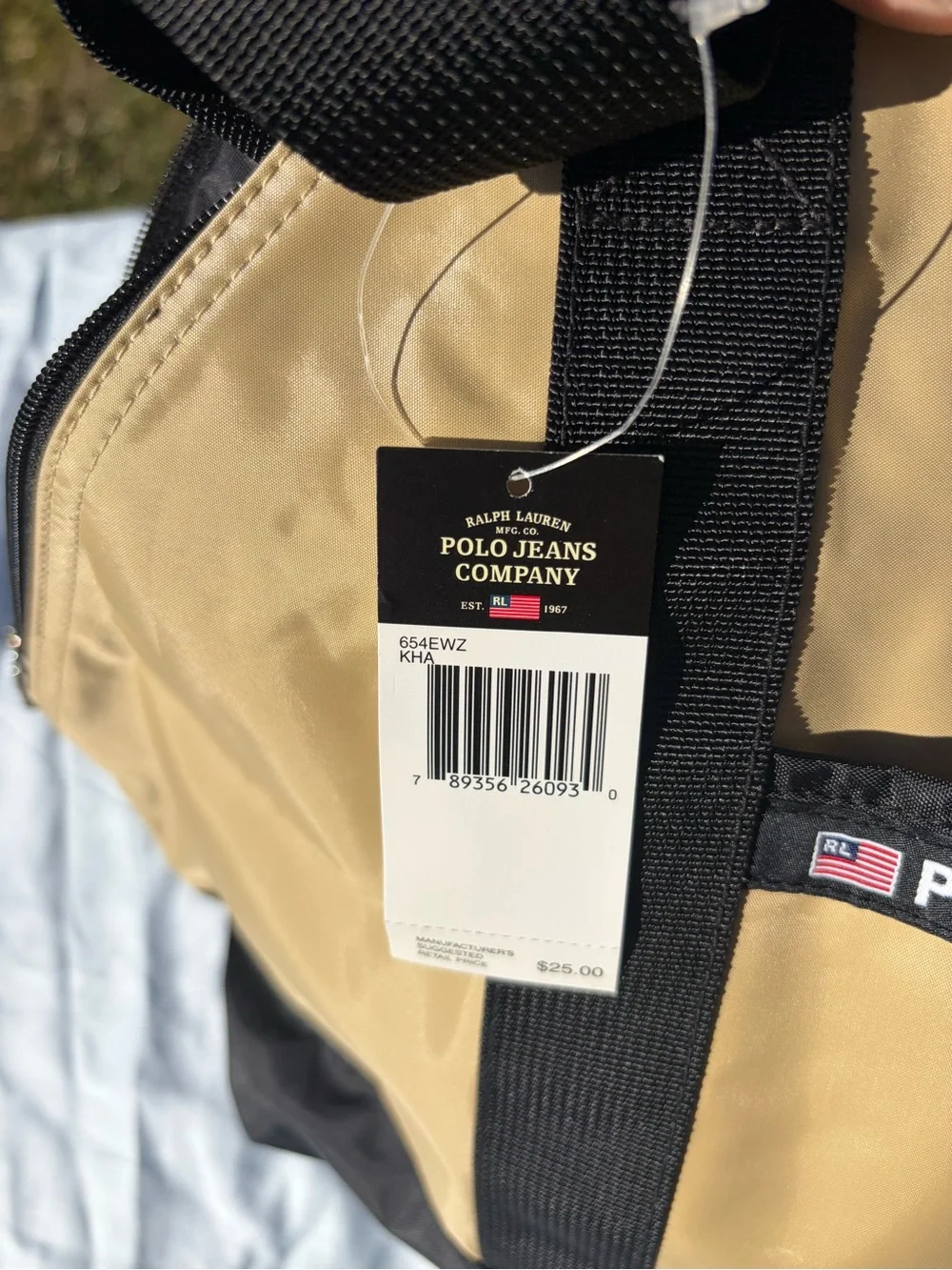 Ralph Lauren Vintage with Tags Polo Jeans Co. Tan and Black Duffel