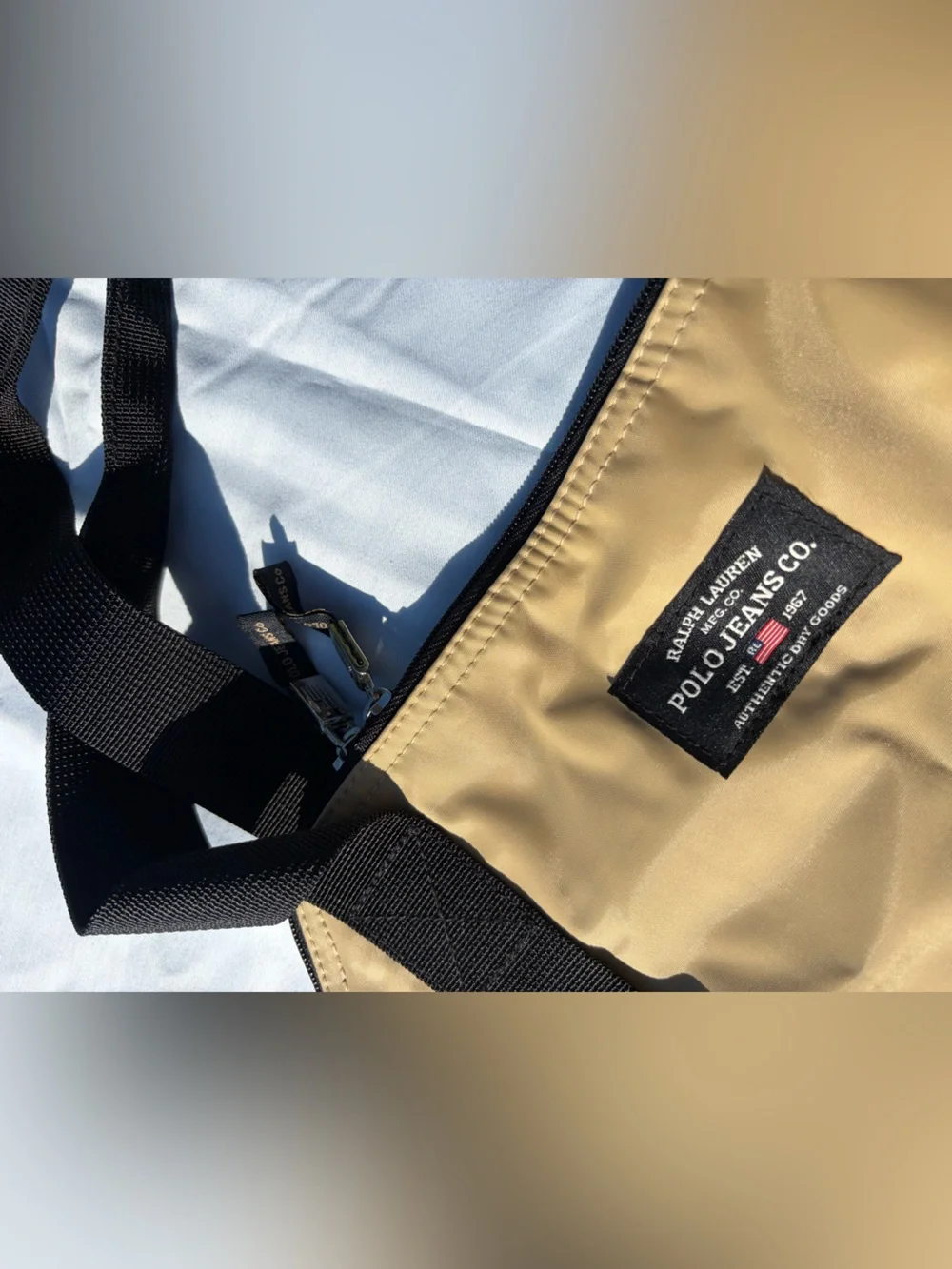 Ralph Lauren Vintage with Tags Polo Jeans Co. Tan and Black Duffel