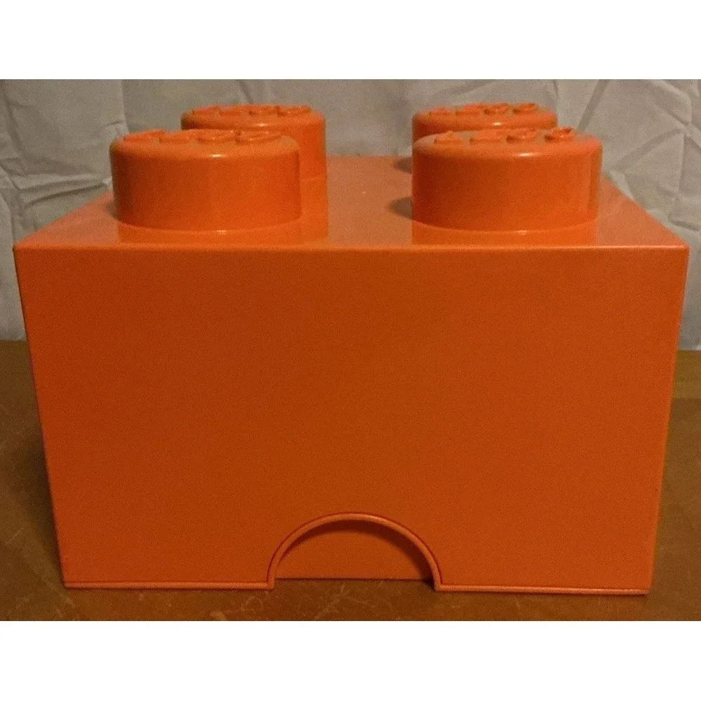 Lego Orange Brick Cube Orange  4 Stud Stackable Storage Box