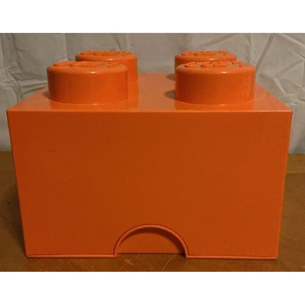 Lego Orange Brick Cube Orange  4 Stud Stackable Storage Box