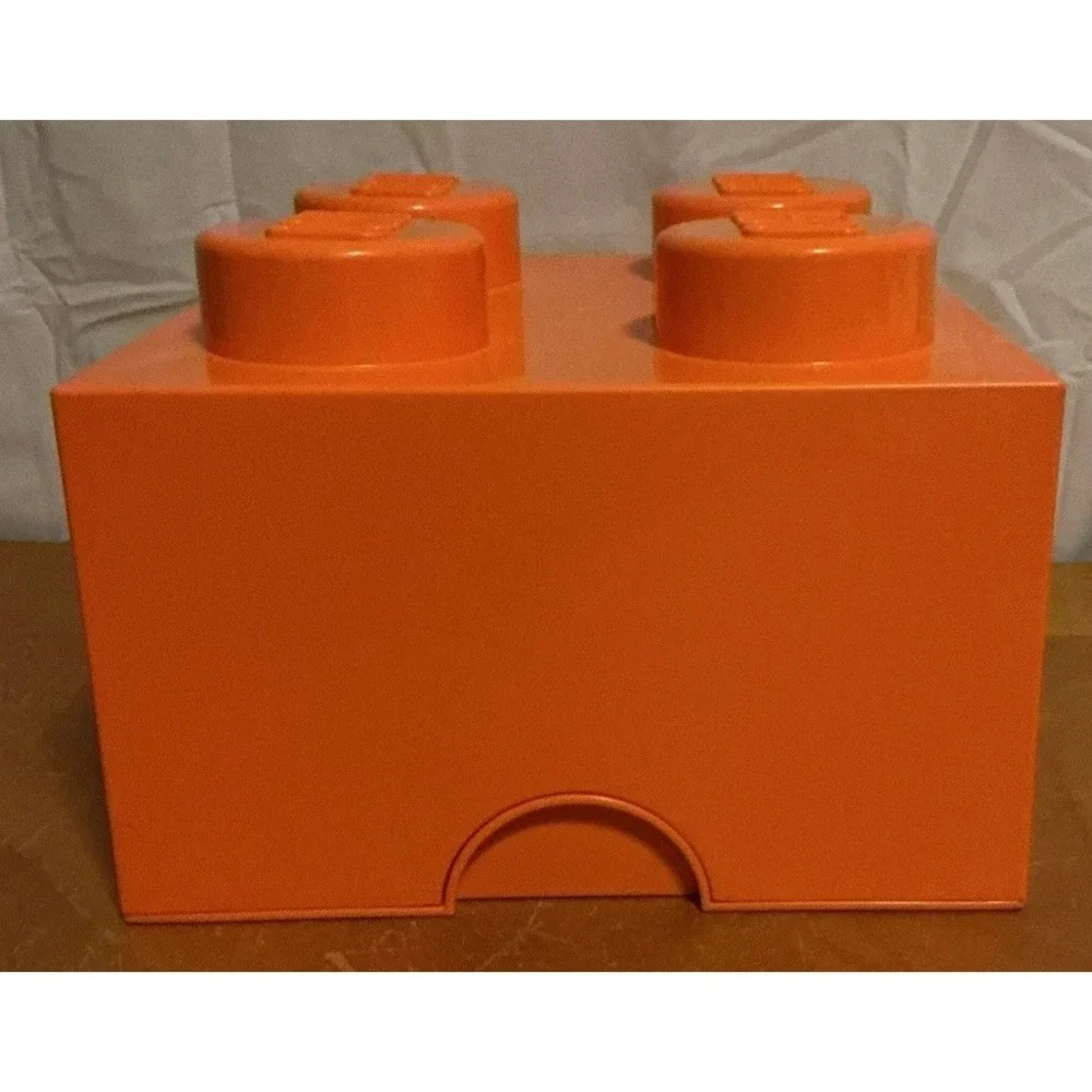 Lego Orange Brick Cube Orange  4 Stud Stackable Storage Box