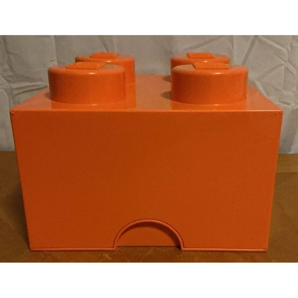 Lego Orange Brick Cube Orange  4 Stud Stackable Storage Box