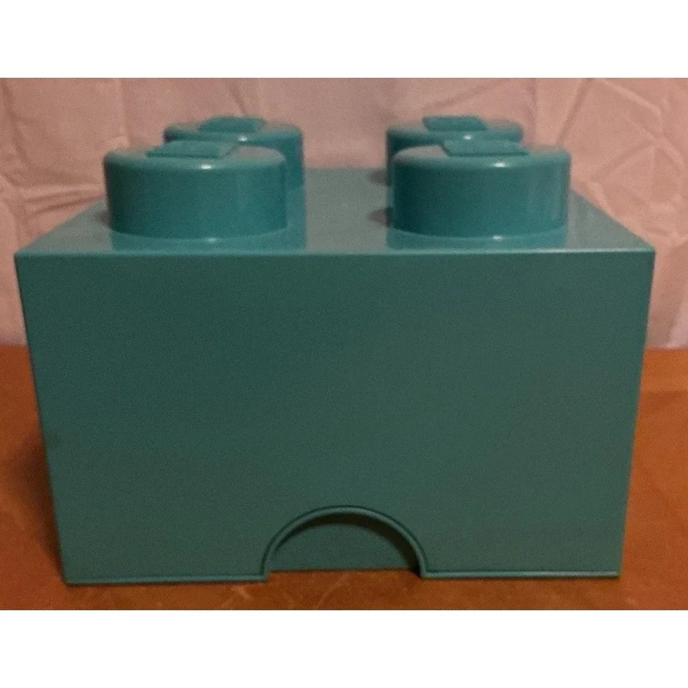 Lego AQUA BLUE Storage Cube Brick 4 Stud Container Box Stackable
