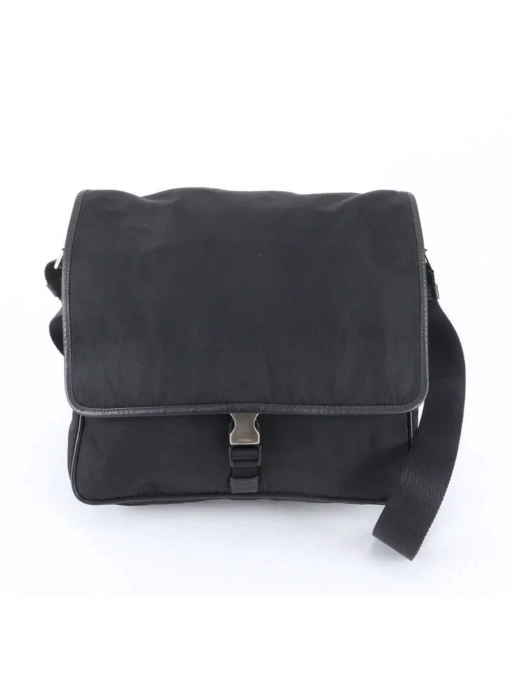 Prada White Tessuto Nylon Triangle Logo Leather Shoulder Bag Crossbody