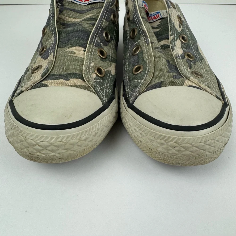 Converse All Star Shoes. Junior Size 2 unisex Camo Laceless Olive Khaki 660976C