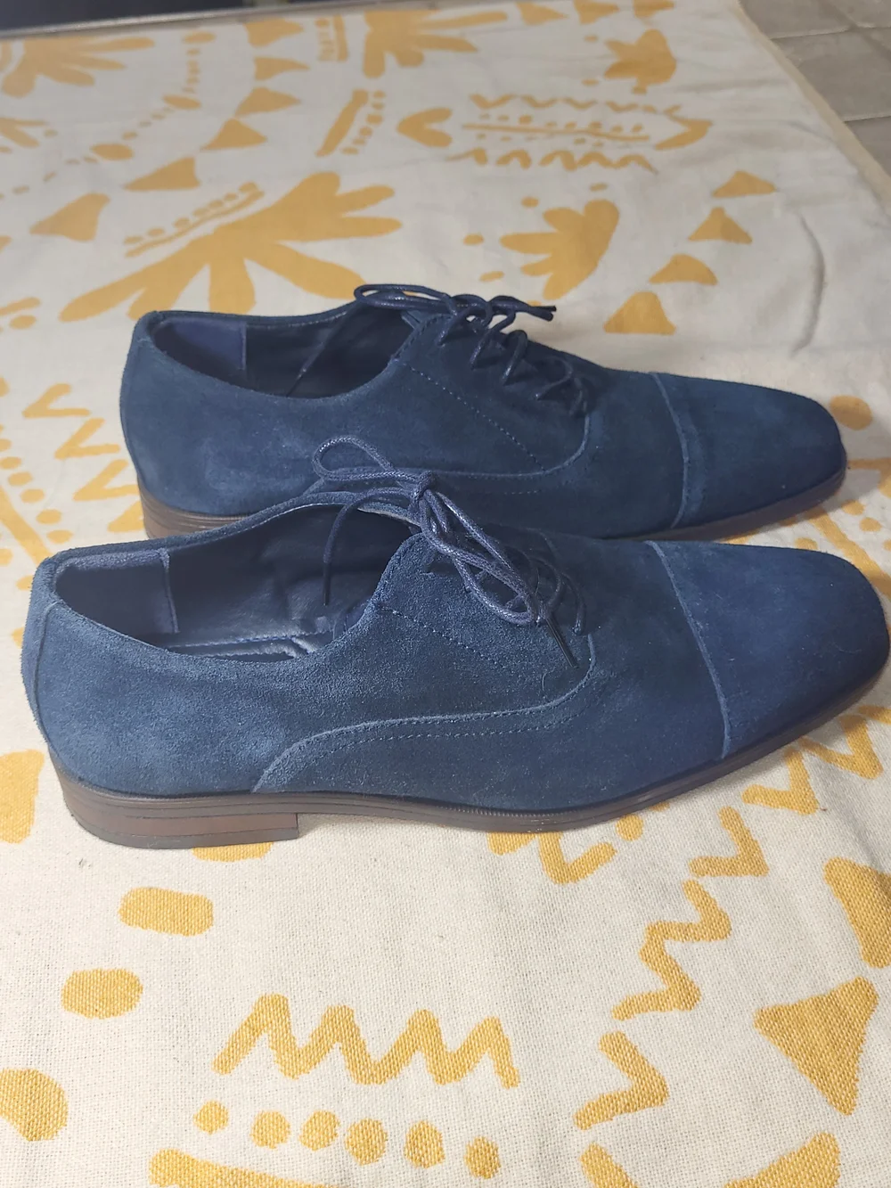 Joseph Abboud Navy Suede Cap-Toe Lace-Up Oxfords