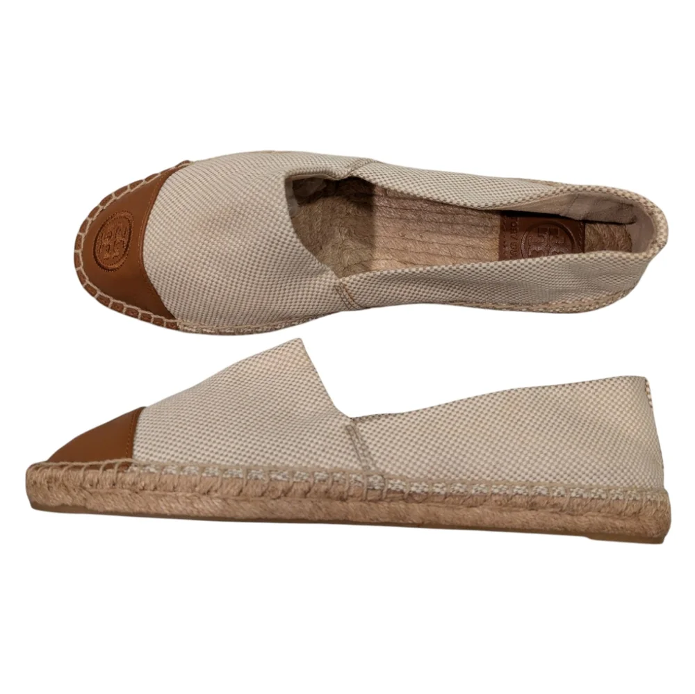 Tory Burch Colorblock Natural Tan Espadrille Flats Women's Size 9.5 NWOT