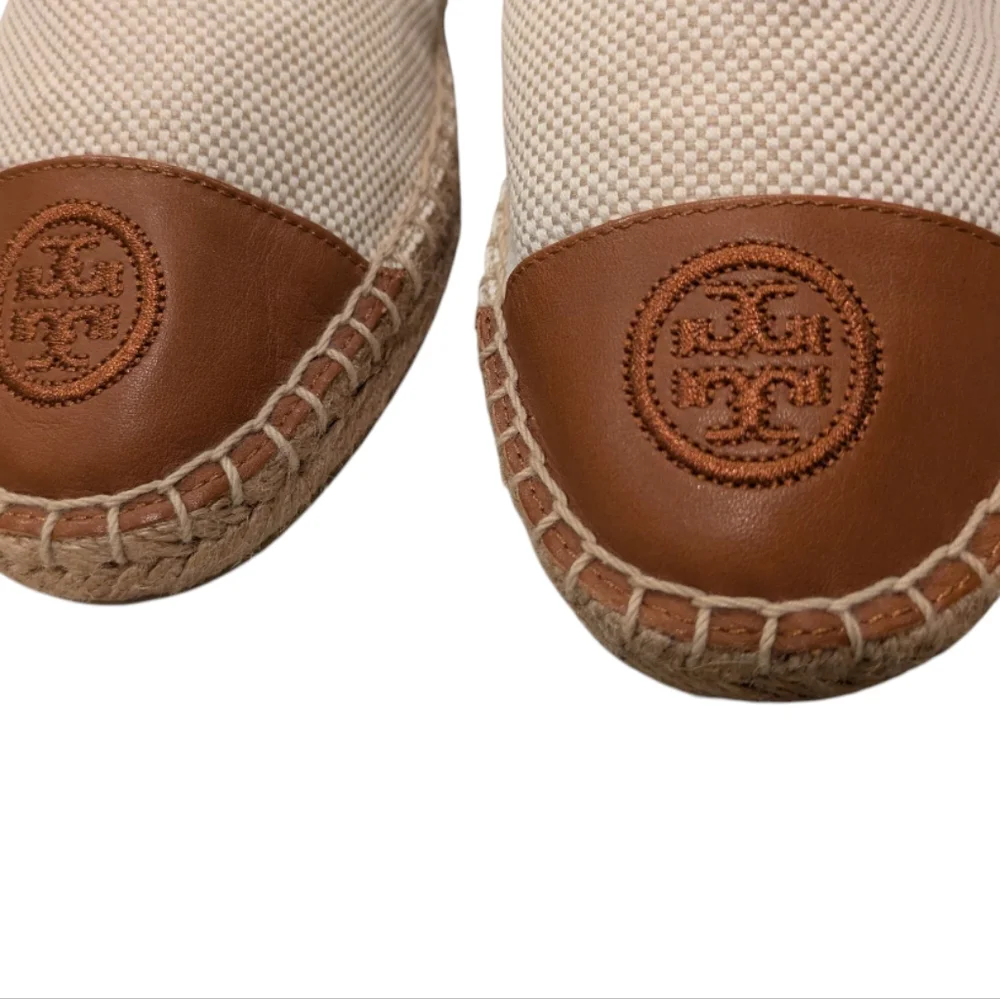 Tory Burch Colorblock Natural Tan Espadrille Flats Women's Size 9.5 NWOT