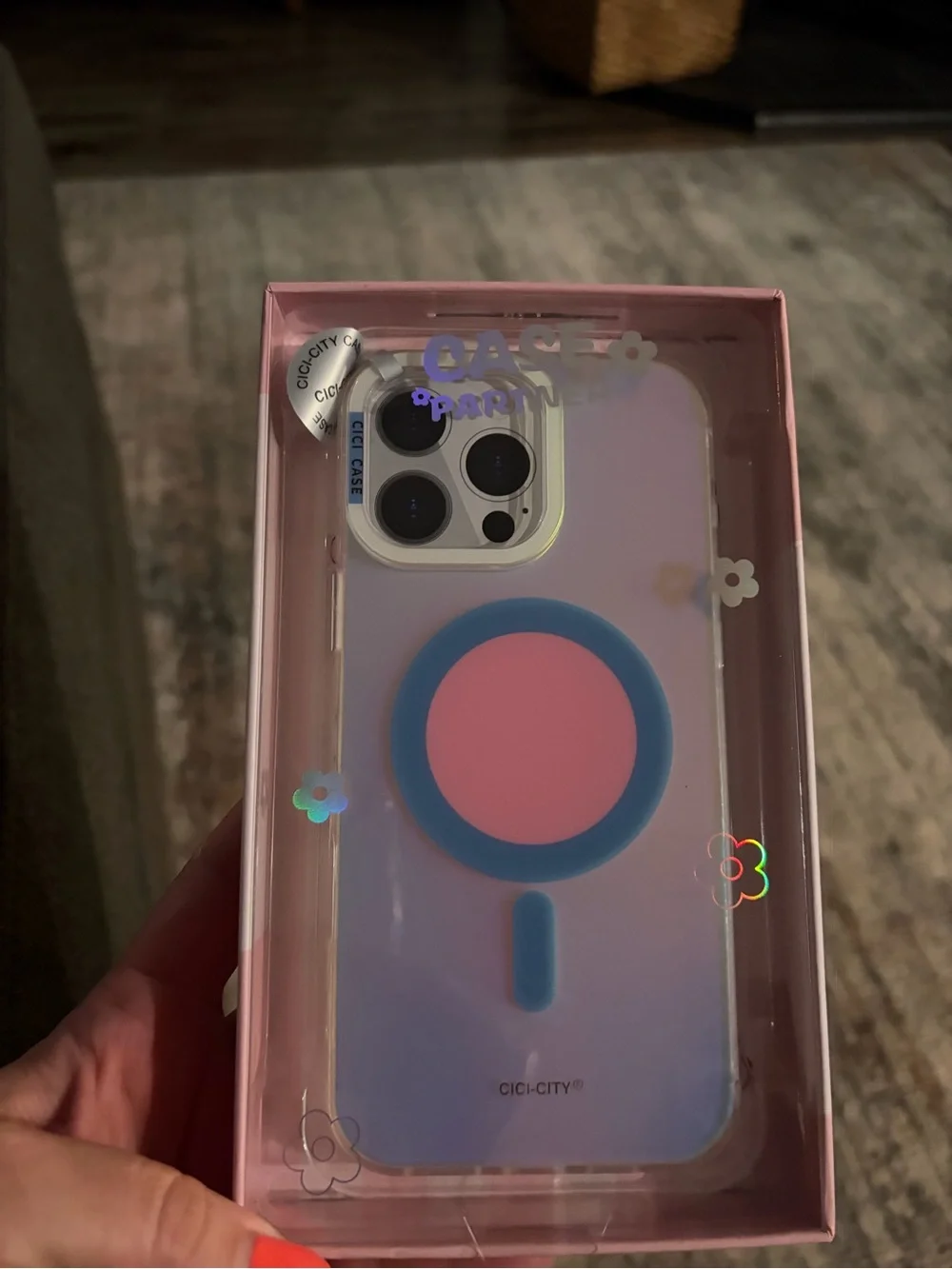 CICI-CITY Pink Phone Case with Blue Ring - For Cell Phones