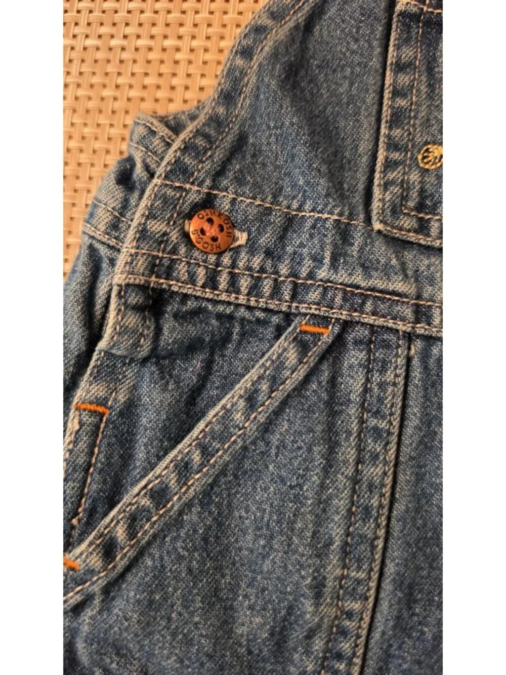 VINTAGE BABY OSH KOSH DENIM OVERALLS SQUIRREL TREE  3-6 MOS 12 16 LBS OSHKOSH