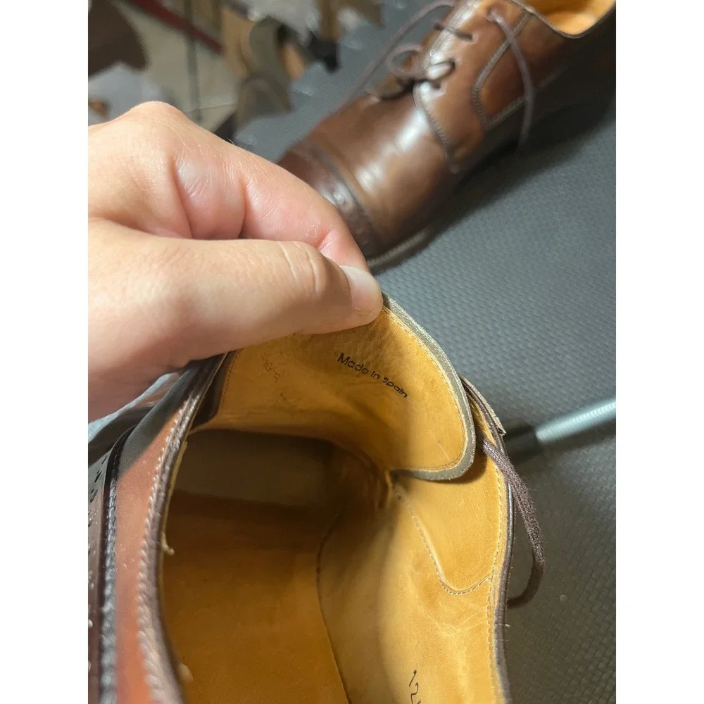 Magnanni Derby Shoes Mens 10 Brown Leather Cap Toe Brogue 12440 Made in Spain