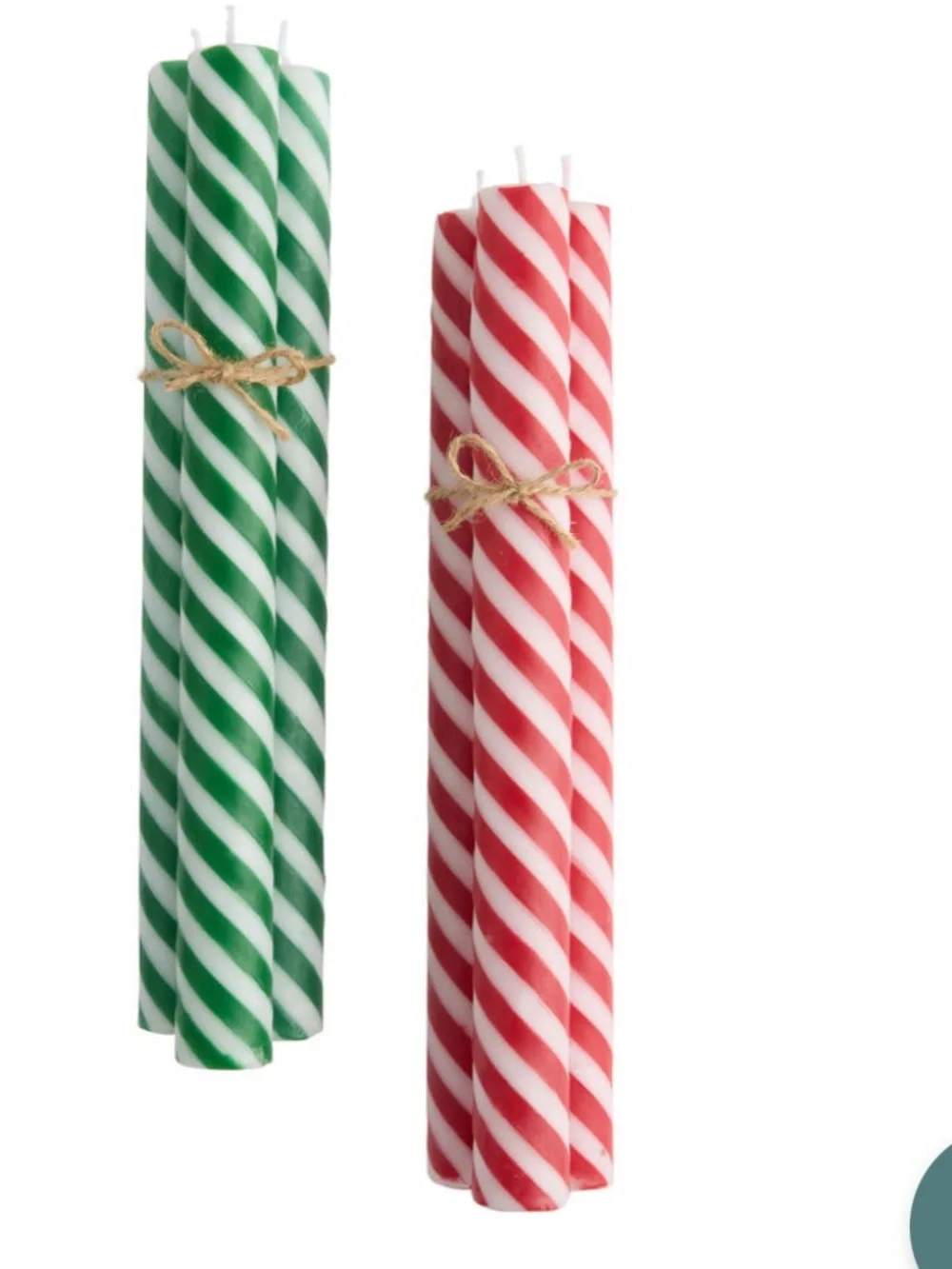 World Market Festive Spiral Stripe Taper Candles - Red & Green -