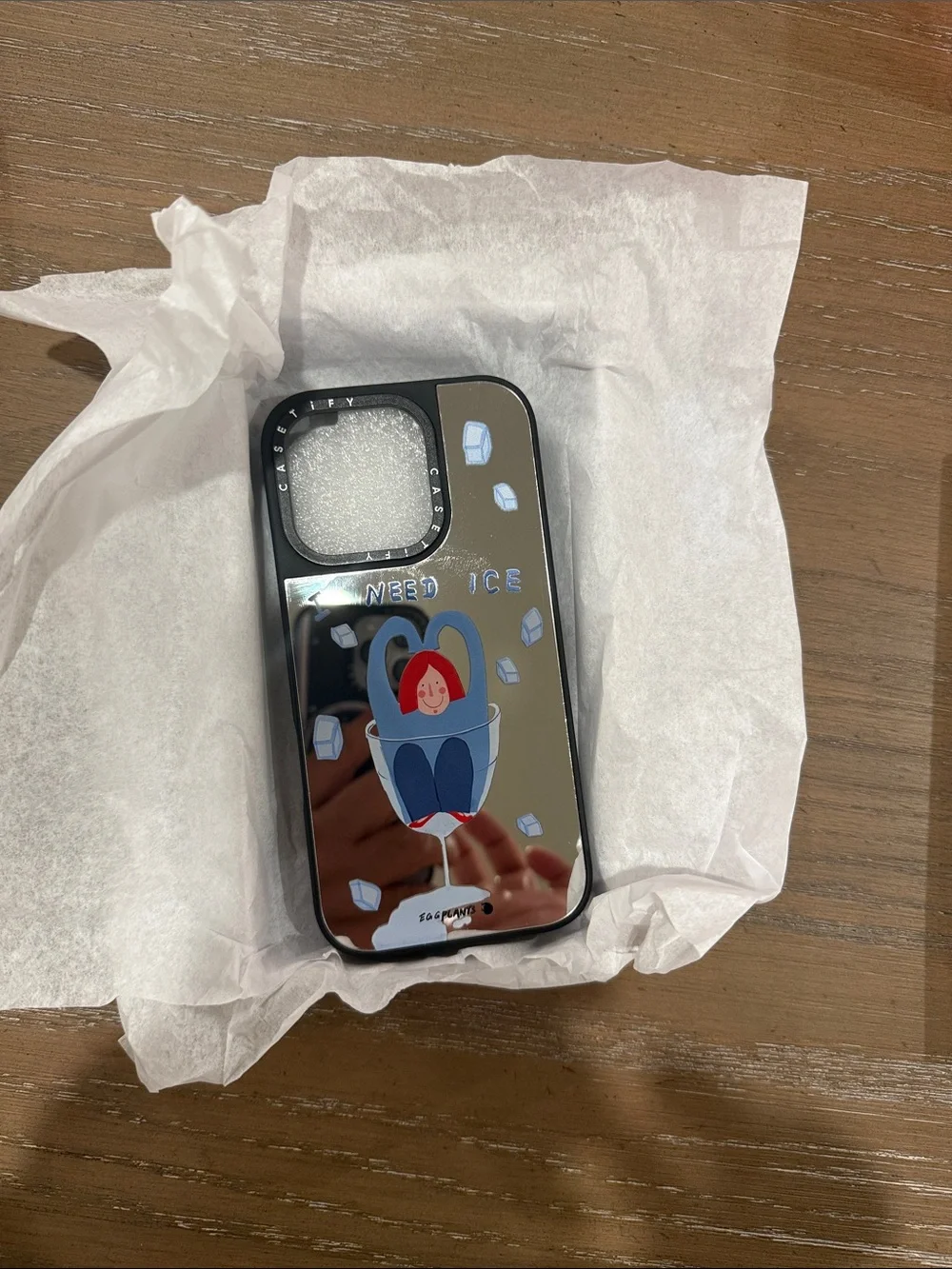 CASETIFY Mirror Phone Case with 'Need Ice' Illustration For 16 Pro iPhone