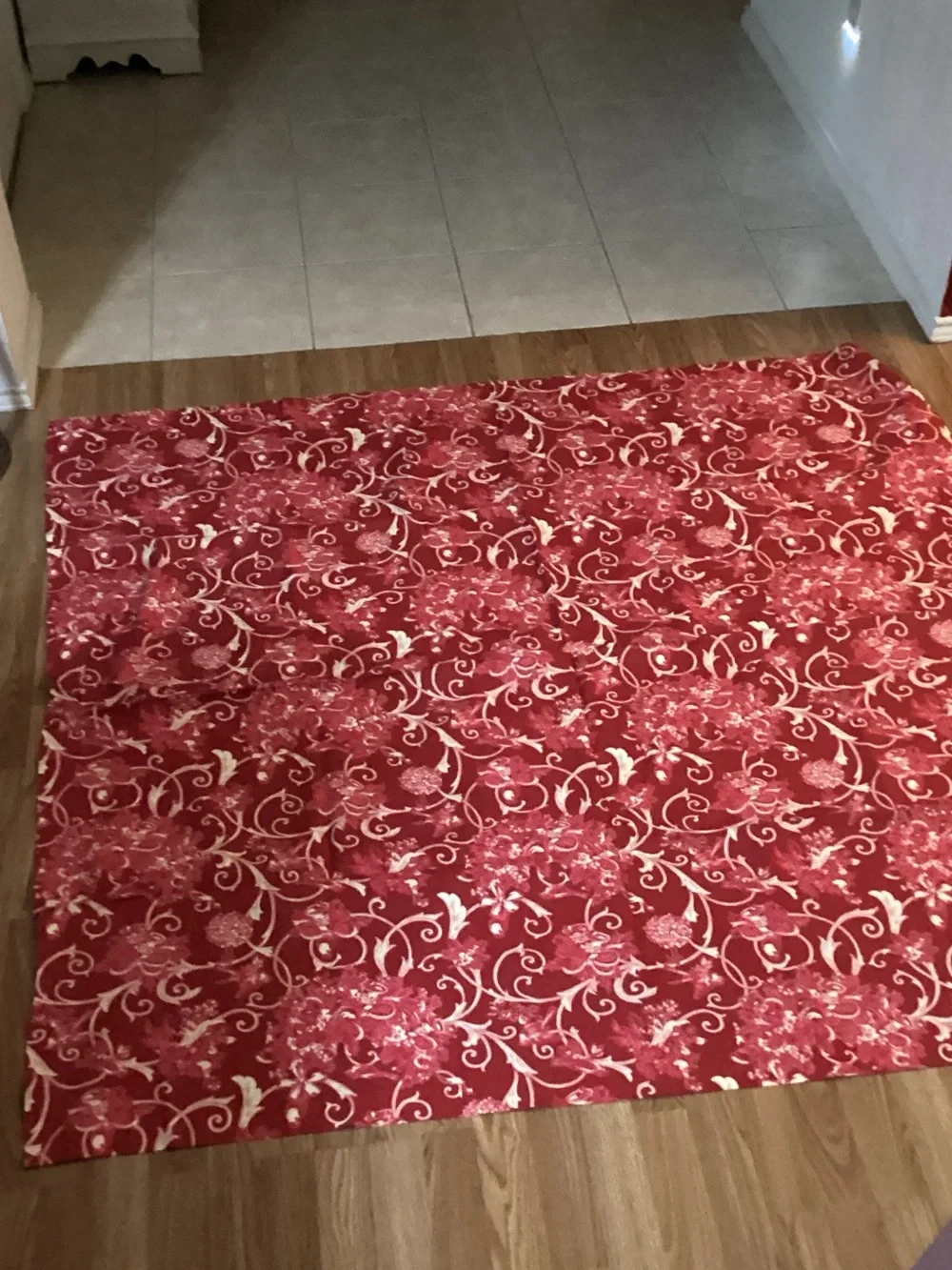 70x70” Zina Vasi Classic Red Floral Tablecloth