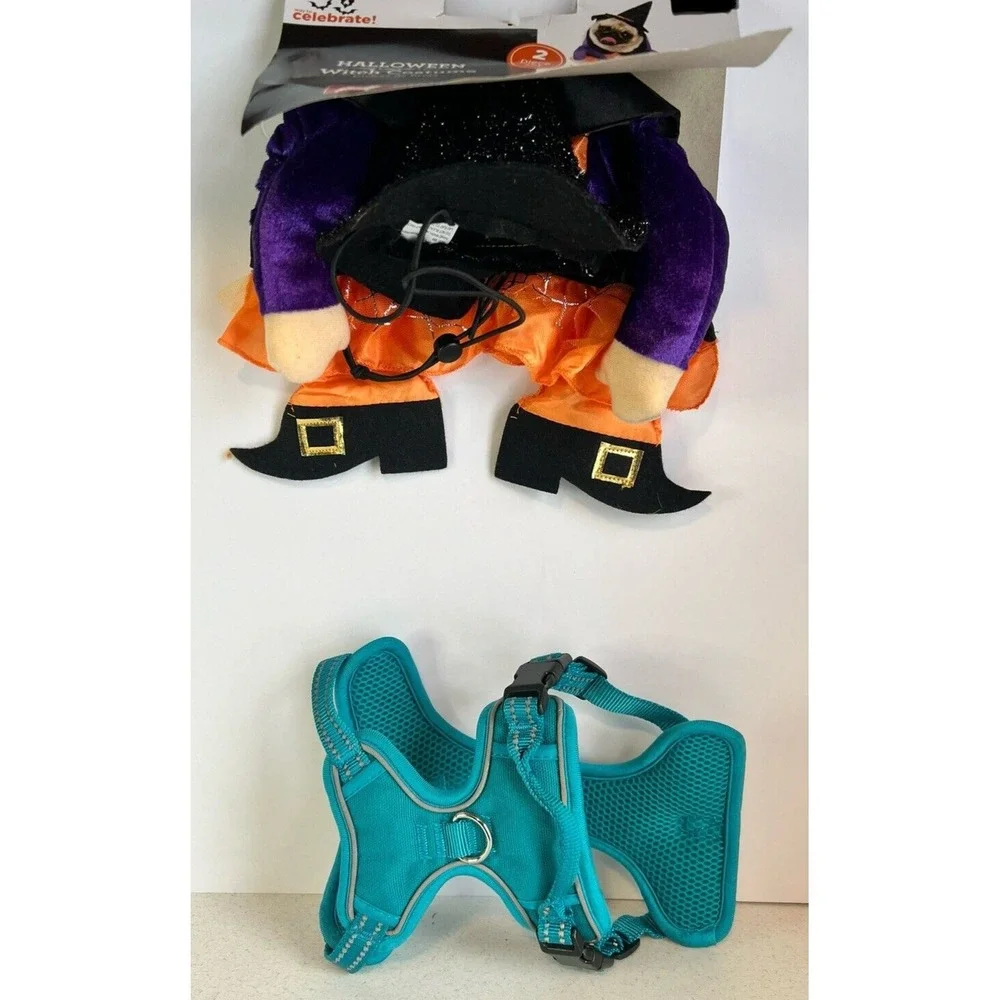 Way To Celebrate Halloween Witch Costume Small Teal Dog Harness Lot