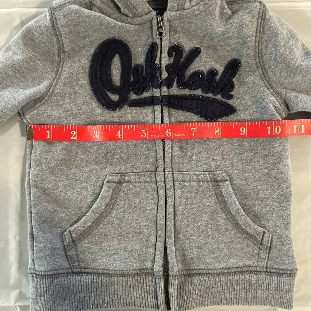 Osh Kosh Full Zip Hoodie Baby Boy 9 month Gray Embroidered Logo SpellOut Pockets