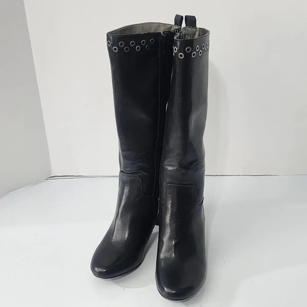 906 Kim Rogers JENNA Tall Black Boots Block Heel Size 6M‎