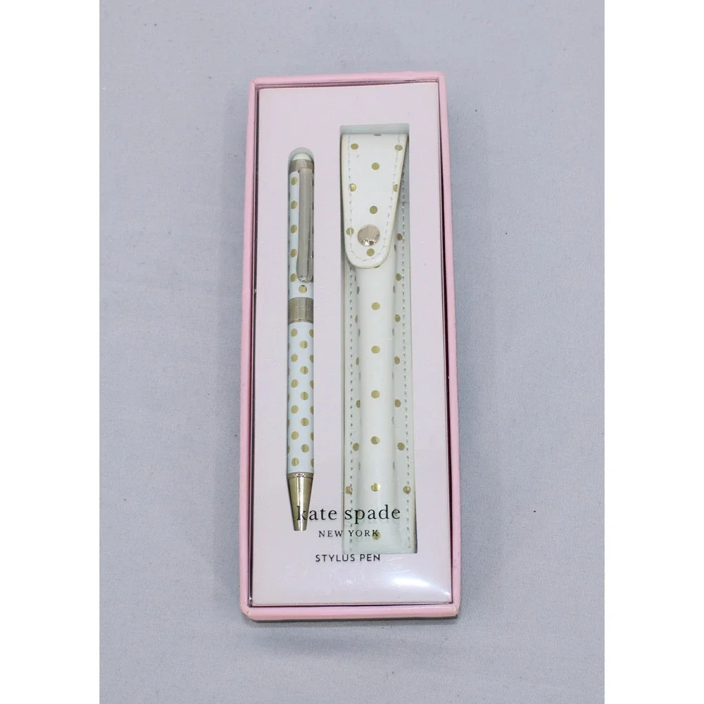 Kate Spade New York Gold Dot Stylus Pen with Pouch White Gold Polka Dot 193836