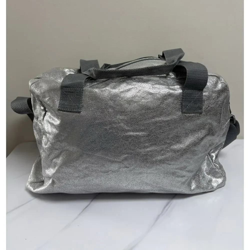 Justice Silver Metallic Duffel Bag Live Justice Heart Logo‎ Tween Gym Dance