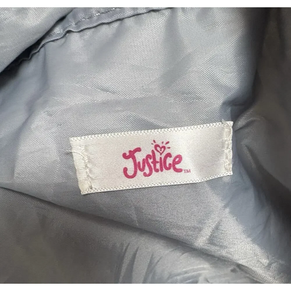 Justice Silver Metallic Duffel Bag Live Justice Heart Logo‎ Tween Gym Dance