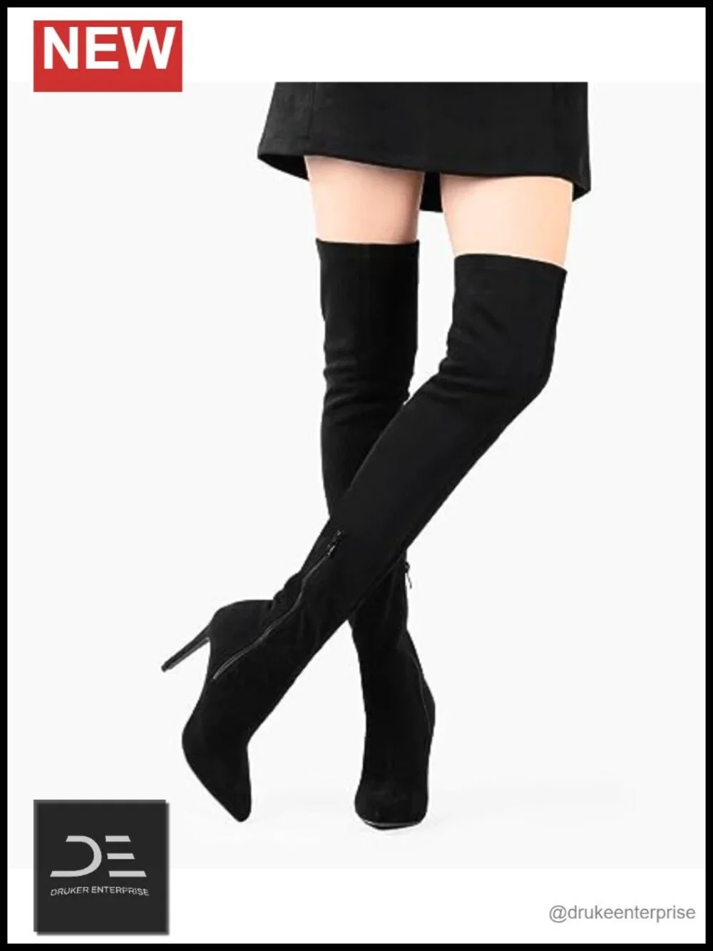 Thigh High Boots Women's Over The Knee Pointed Toe Suede PU Stiletto Heel