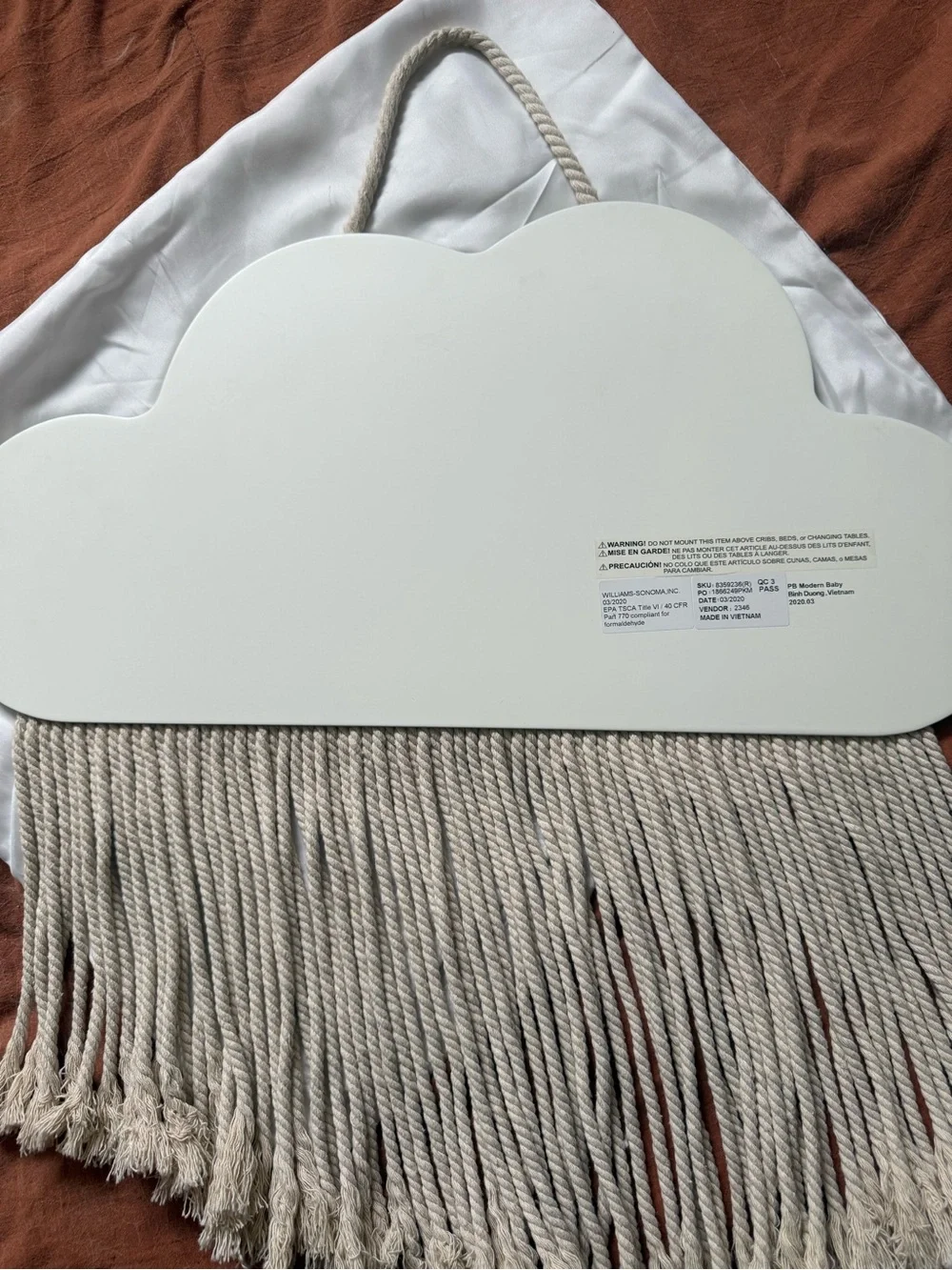 Crate&Barrel Cloud Mirror with Cream Macramé Fringe